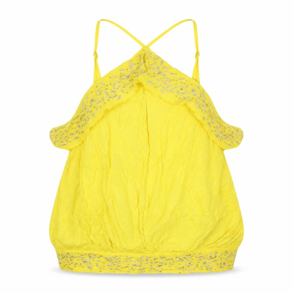 Next Womens Yellow Viscose Basic Blouse Size 18 Halter - Tie Back