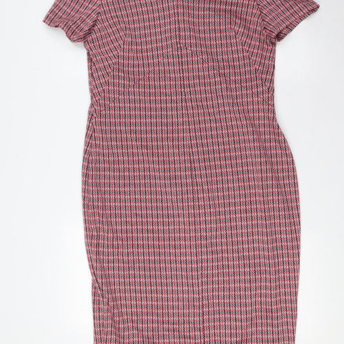 Marks and Spencer Womens Multicoloured Polyester Pencil Dress Size 14 V-Neck Zip
