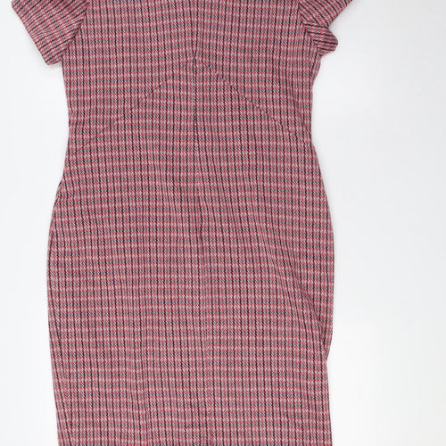 Marks and Spencer Womens Multicoloured Polyester Pencil Dress Size 14 V-Neck Zip
