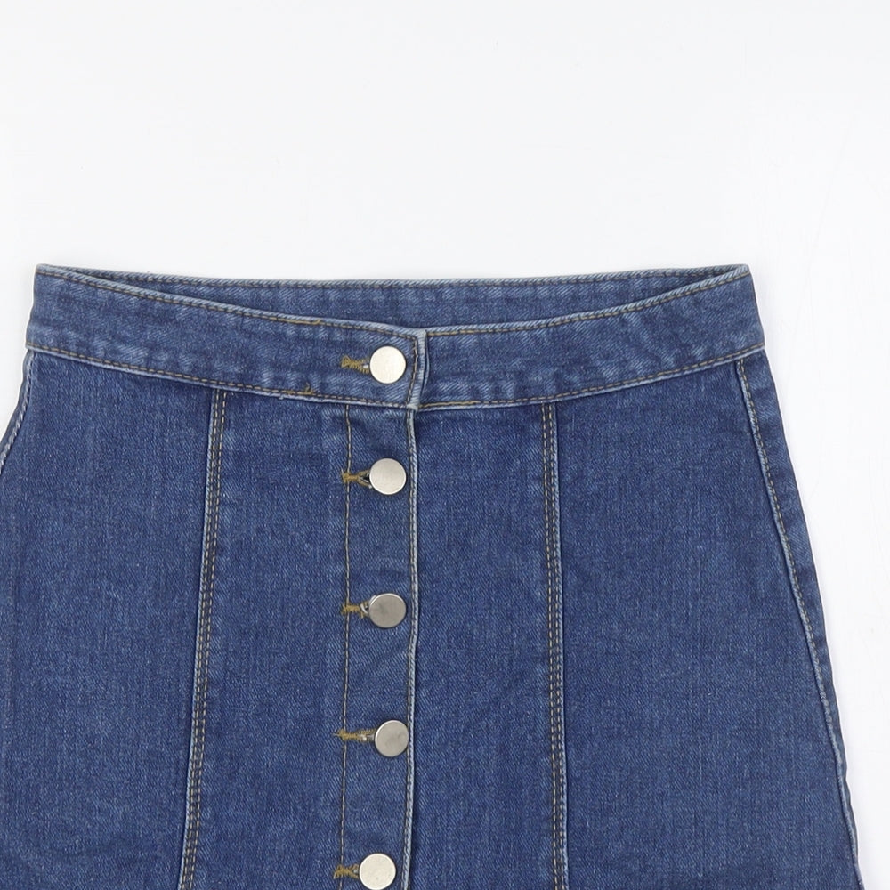 E.P.I.JEANS Womens Blue Cotton A-Line Skirt Size 6 Button