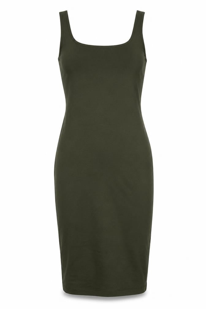 Zara Womens Green Polyester Pencil Dress Size S Scoop Neck