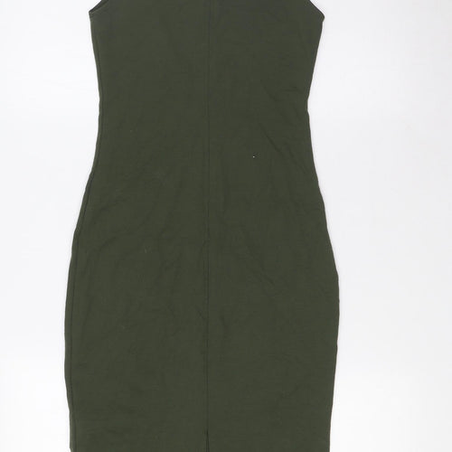 Zara Womens Green Polyester Pencil Dress Size S Scoop Neck