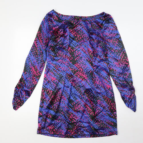 Rise Womens Multicoloured Polyester Pencil Dress Size 12 Boat Neck Zip