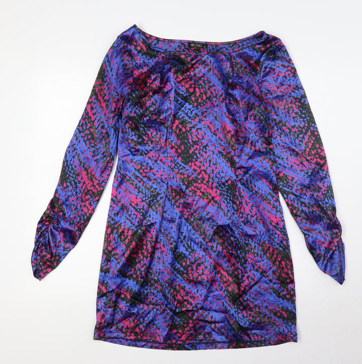 Rise Womens Multicoloured Polyester Pencil Dress Size 12 Boat Neck Zip