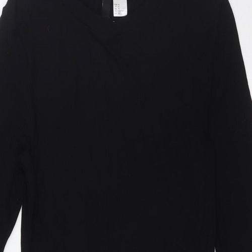 Divided by H&M Womens Black Cotton Bodycon Size 14 Round Neck - Ribbed
