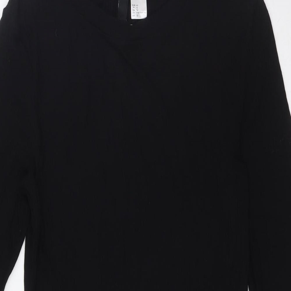 Divided by H&M Womens Black Cotton Bodycon Size 14 Round Neck - Ribbed