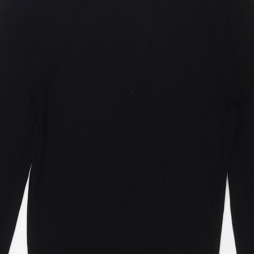 Divided by H&M Womens Black Cotton Bodycon Size 14 Round Neck - Ribbed