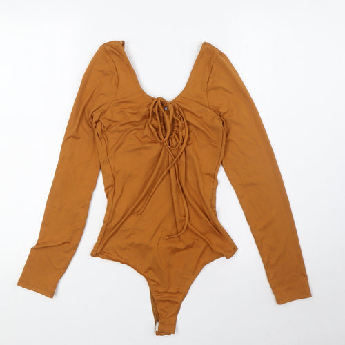Gilli Womens Brown Polyester Bodysuit One-Piece Size S Snap