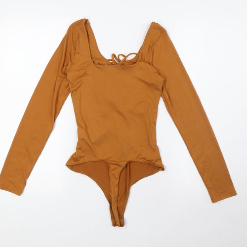 Gilli Womens Brown Polyester Bodysuit One-Piece Size S Snap