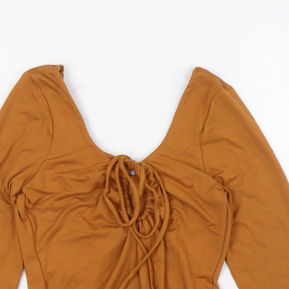 Gilli Womens Brown Polyester Bodysuit One-Piece Size S Snap