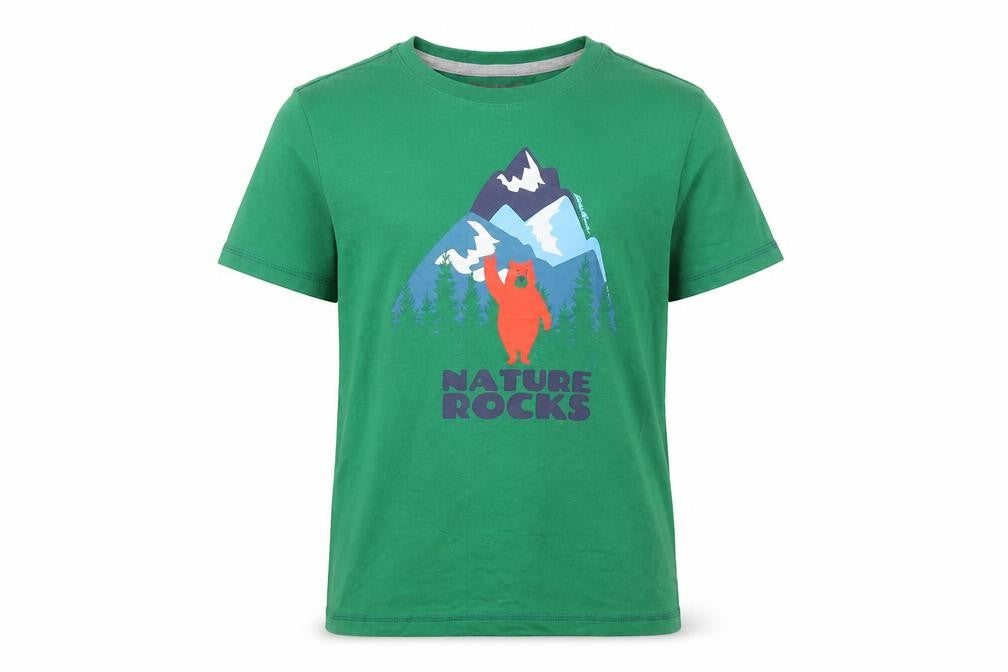 Eddie Bauer Boys Green Cotton Basic T-Shirt Size 10-11 Years Round Neck - Bears