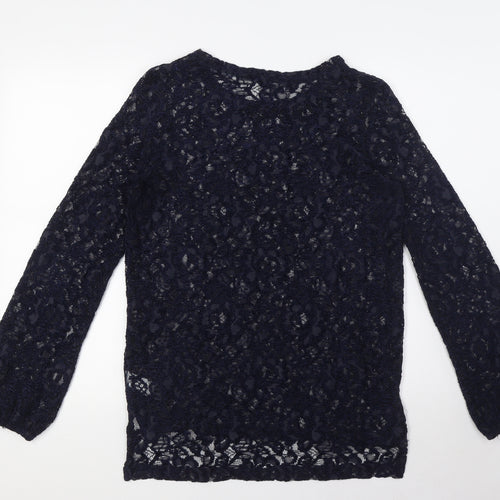 NEXT Womens Blue Polyester Basic Blouse Size 10 Boat Neck - Shear