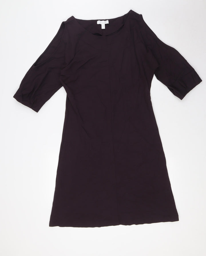 The White Company Womens Brown Viscose A-Line Size 10 Round Neck - Cold Shoulder