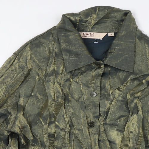 EWM Womens Clear Viscose Basic Button-Up Size 14 Collared