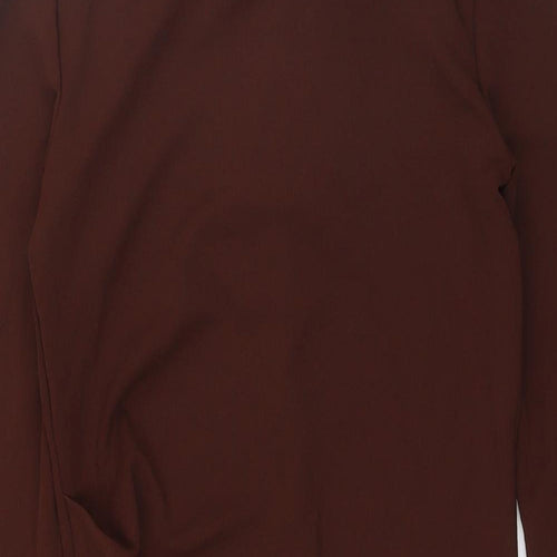 Zara Womens Brown Polyester Shirt Dress Size S Boat Neck Zip