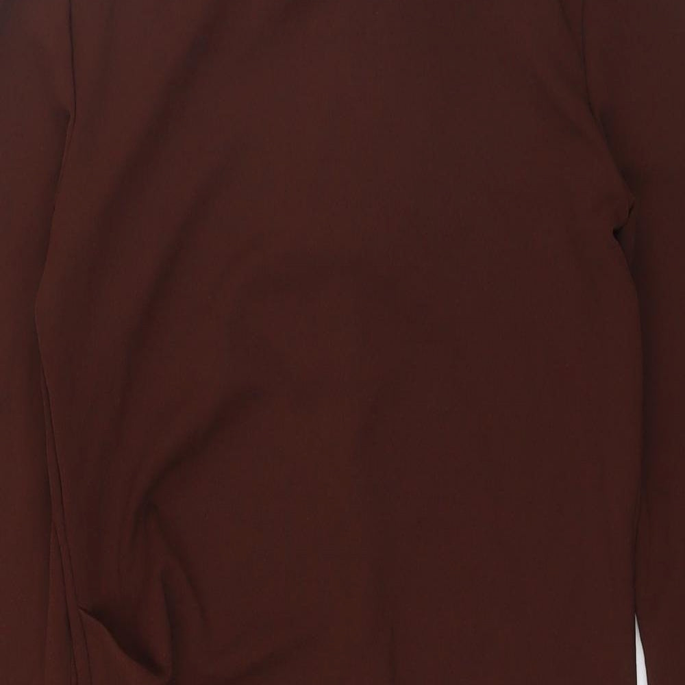 Zara Womens Brown Polyester Shirt Dress Size S Boat Neck Zip