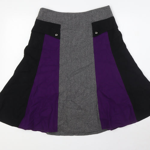 Collection John Lewis Womens Multicoloured Wool A-Line Skirt Size 12 Tie