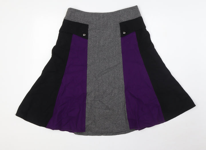 Collection John Lewis Womens Multicoloured Wool A-Line Skirt Size 12 Tie
