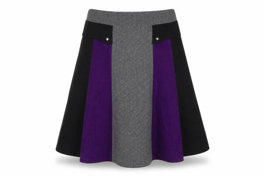 Front view of Collection John Lewis women’s multicoloured wool a-line skirt, size UK 12, tie