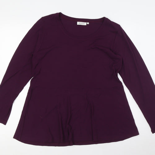 Masai Womens Purple Polyester Basic Blouse Size M Boat Neck