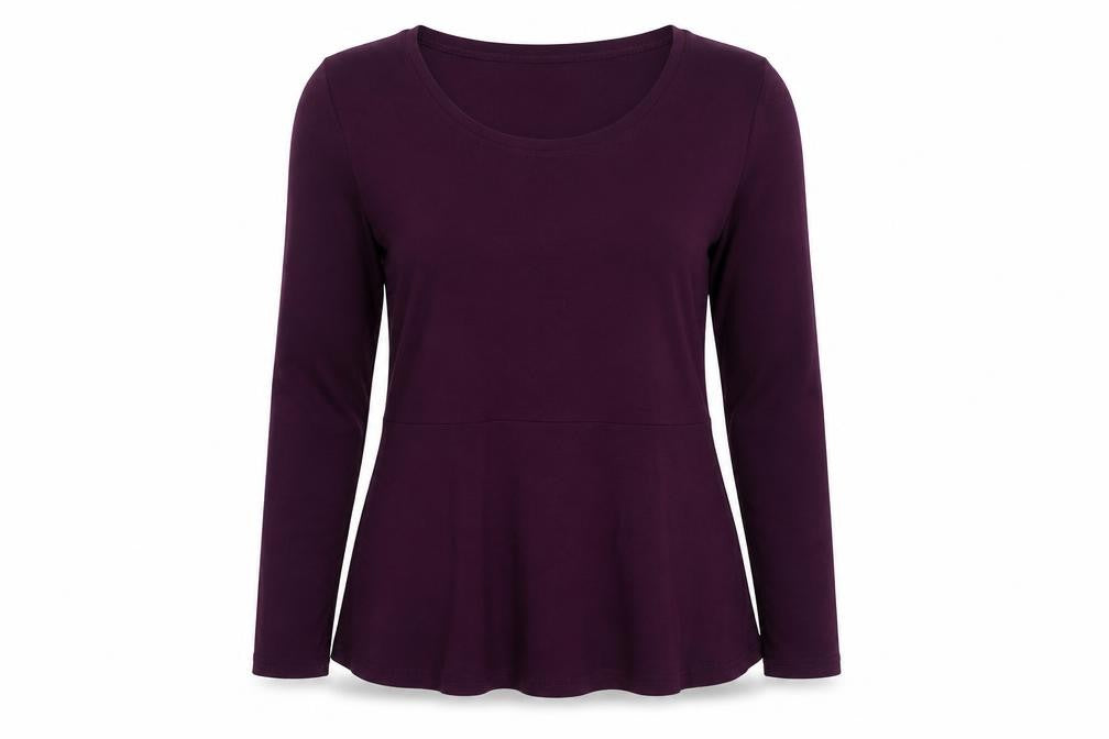 Masai Womens Purple Polyester Basic Blouse Size M Boat Neck