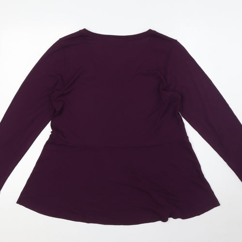 Masai Womens Purple Polyester Basic Blouse Size M Boat Neck
