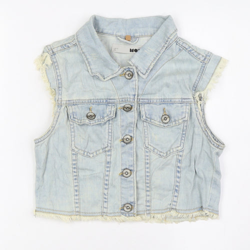 Topshop Womens Blue Bomber Jacket Jacket Size 8 Button