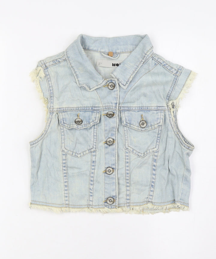 Topshop Womens Blue Bomber Jacket Jacket Size 8 Button