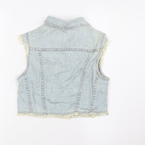 Topshop Womens Blue Bomber Jacket Jacket Size 8 Button