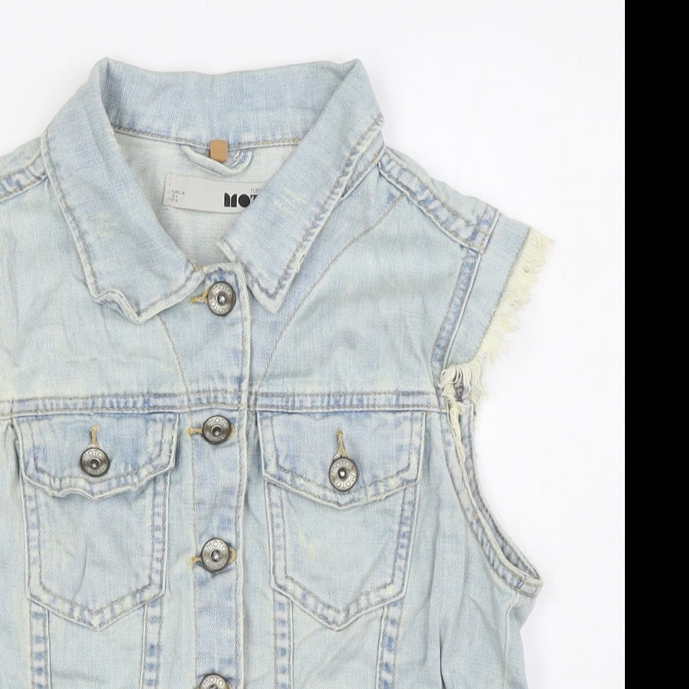Topshop Womens Blue Bomber Jacket Jacket Size 8 Button