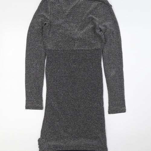 Divided by H&M Womens Black Polyamide Bodycon Size S V-Neck