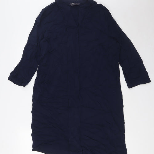 Marks and Spencer Womens Blue Viscose Shirt Dress Size 10 Sweetheart