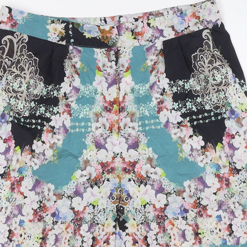 Topshop Womens Multicoloured Floral Polyester Cropped Trousers Size 8 Regular Zip