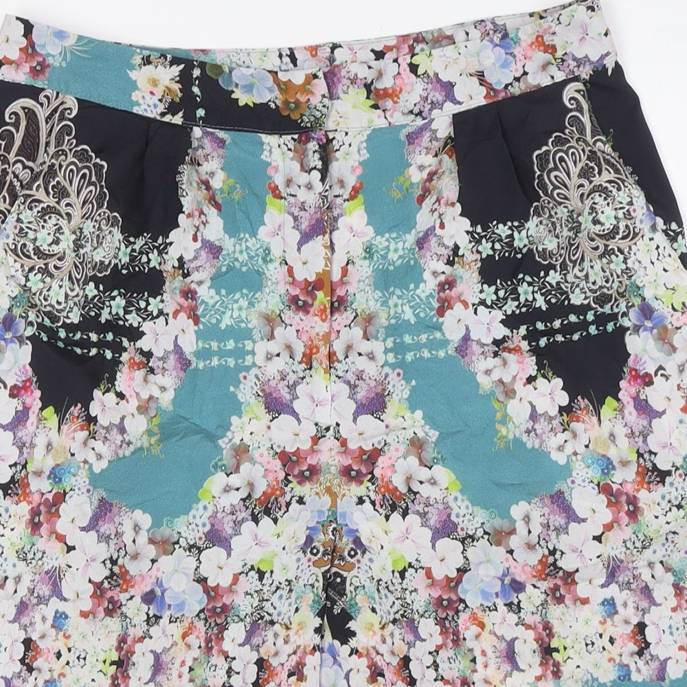Topshop Womens Multicoloured Floral Polyester Cropped Trousers Size 8 Regular Zip