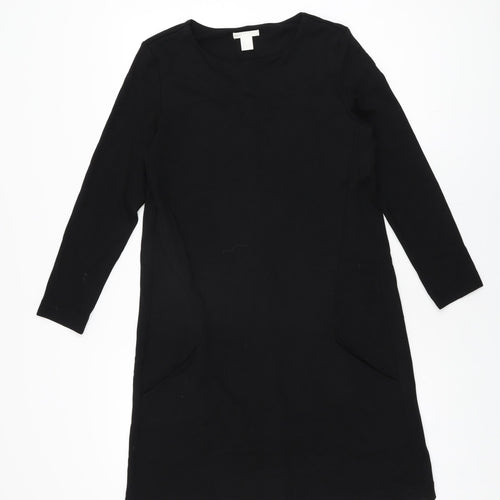 H&M Womens Black Viscose Shift Size S Round Neck Pullover