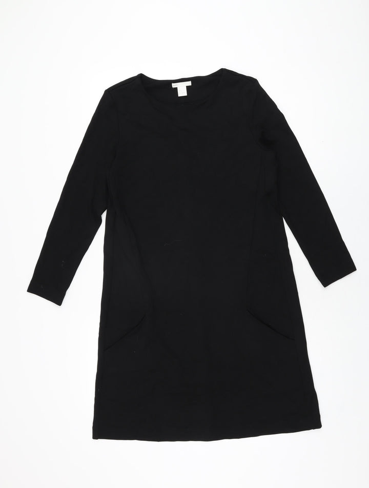 H&M Womens Black Viscose Shift Size S Round Neck Pullover