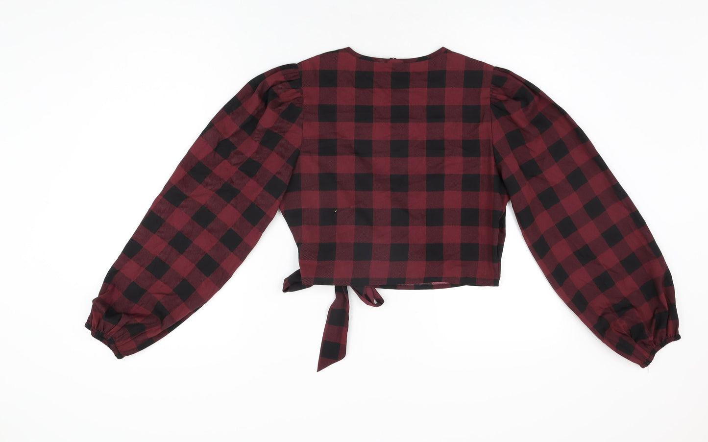 Wednesday's Girl Womens Red Geometric Polyester Wrap Blouse Size S V-Neck