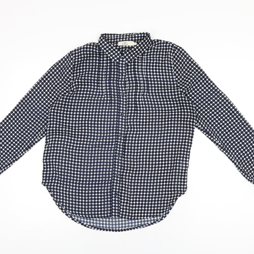 Elodie Womens White Polka Dot Polyester Basic Button-Up Size S Collared
