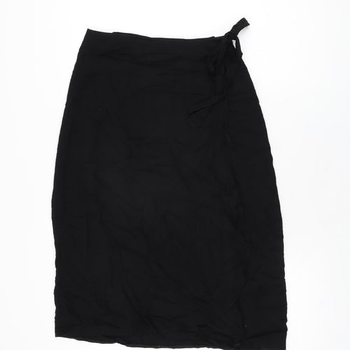 New Look Womens Black Polyester Wrap Skirt Size 10 Tie