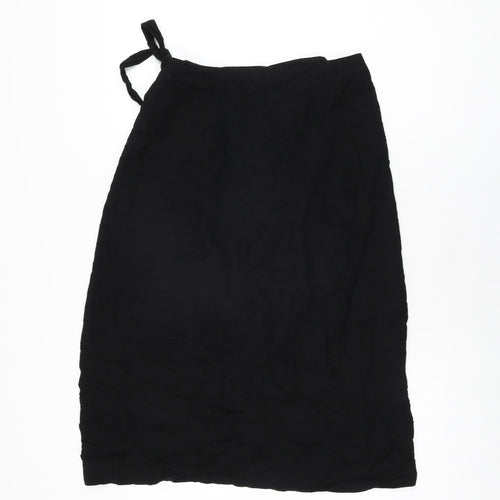 New Look Womens Black Polyester Wrap Skirt Size 10 Tie