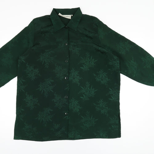 Diamond Collection Womens Green Geometric Polyester Basic Button-Up Size 18 Collared