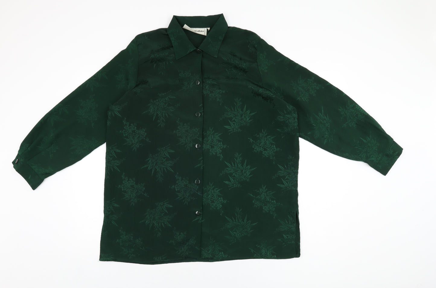 Diamond Collection Womens Green Geometric Polyester Basic Button-Up Size 18 Collared