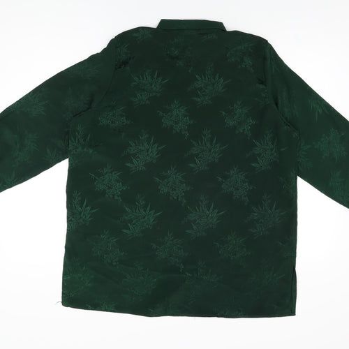Diamond Collection Womens Green Geometric Polyester Basic Button-Up Size 18 Collared