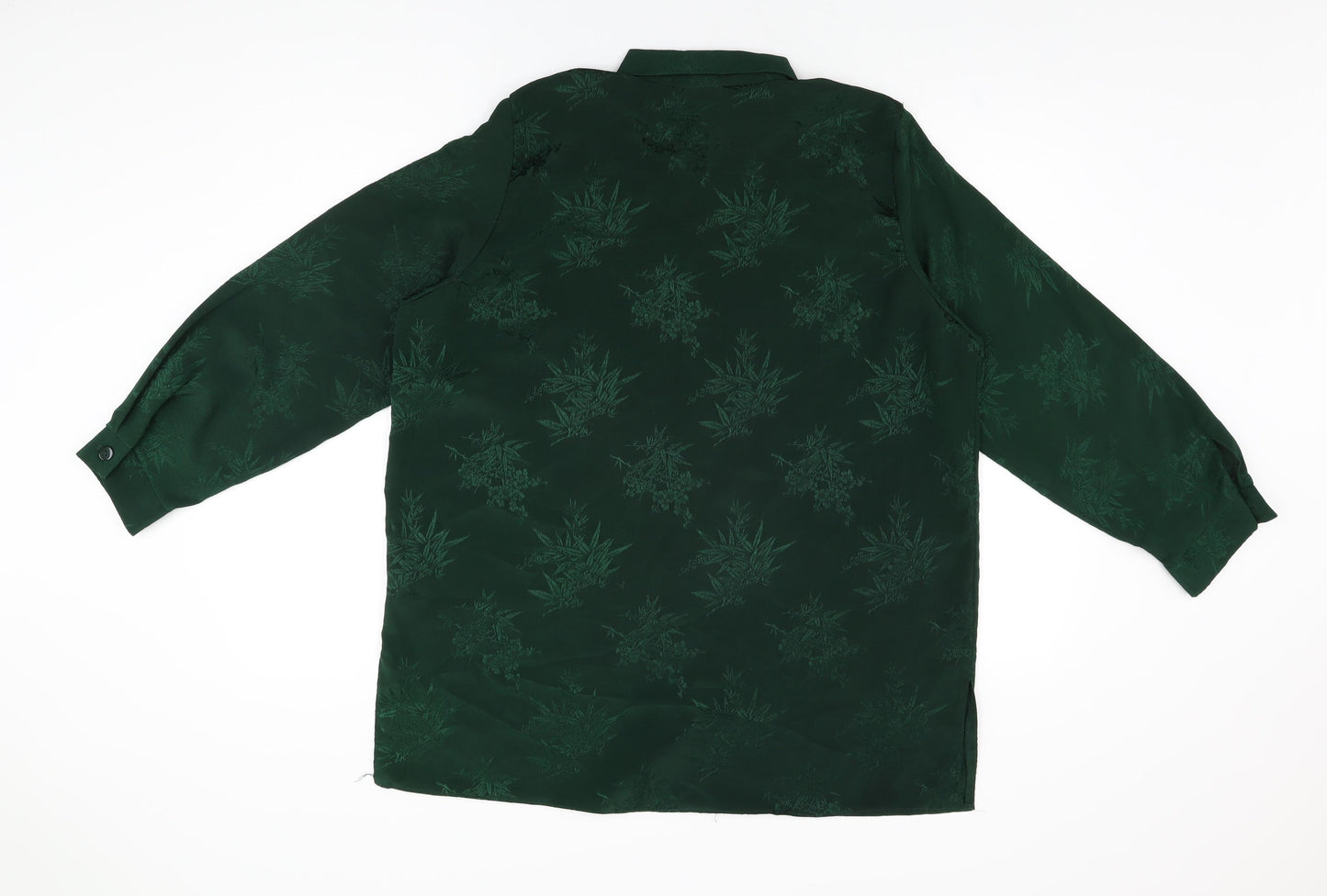 Diamond Collection Womens Green Geometric Polyester Basic Button-Up Size 18 Collared