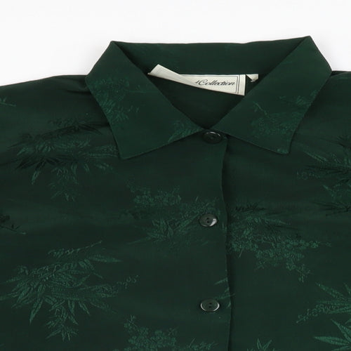 Diamond Collection Womens Green Geometric Polyester Basic Button-Up Size 18 Collared