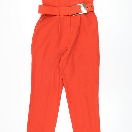 Miss Selfridge Womens Red Polyester Jumpsuit One-Piece Size 8 L27 in Zip - Belted