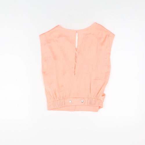 River Island Womens Pink Polyester Cropped Blouse Size 8 V-Neck