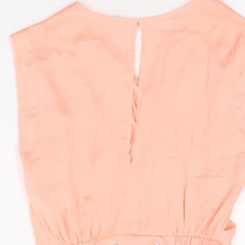 River Island Womens Pink Polyester Cropped Blouse Size 8 V-Neck
