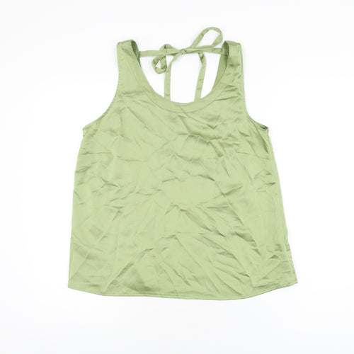 Marks and Spencer Womens Green Polyester Basic T-Shirt Size 10 Scoop Neck