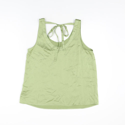 Marks and Spencer Womens Green Polyester Basic T-Shirt Size 10 Scoop Neck
